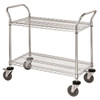 Quantum Storage Systems Chrome Wire Shelving Mobile Cart With 2 Shelves 21wx42lx37-1/2h
