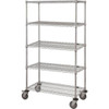 Quantum Storage Systems Chrome Wire 5 Shelf Mobile Cart 24wx48lx69h Inch