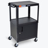 Luxor Adjustable Height 24" Steel A/V Cart With Cabinet In Black