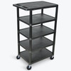 Luxor 18" X 24" 5-Flat Shelf Structural Foam Plastic Cart In Black