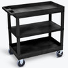 Luxor 18" X 35" 2-Tub / 1-Flat Shelf Heavy Duty Utility Cart In Black
