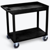 Luxor 18" X 35" 1-Tub / 1-Flat Shelf Heavy Duty Utility Cart In Black