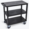 Luxor 18" X 35" 3-Flat Shelf Heavy Duty Utility Cart In Black