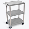 Luxor 18" X 24" 3-Flat Shelf Structural Foam Plastic Utility Cart In Gray