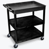 Luxor 24" X 32" 1-Tub / 2-Flat Shelf Utility Cart, Black