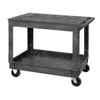 Quantum Storage Systems 2-Shelf Polymer Mobile Cart, Flat Top, 35" X 23", Gray