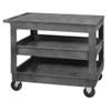 Quantum Storage Systems 3-Shelf Polymer Mobile Cart, Flat Top, 35" X 23", Gray