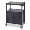 Safco Steel Adjustable Av Cart With Cabinet, 3 Shelf, 26.75x20.5x42, Black