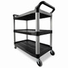 Rubbermaid Commercial Xtra 3-Shelf Utility Cart With Elevated Handles, Open-Sided, 300 Lb Capacity, Multipurpose, Black