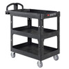 Rubbermaid Commercial BRUTE Medium Utility Cart With Ergo Handle, Heavy Duty, Lipped Shelves, 600 Lb Capacity, Black