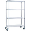 R&B Wire Products Rolling Wire Shelving Cart 18x36x68 With Solid Bottom Shelf