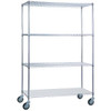 R&B Wire Products Rolling Wire Shelving Cart 18x48x68 With Solid Bottom Shelf