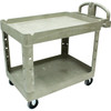 Rubbermaid Commercial BRUTE 2-Shelf Ergo Handle Medium Utility Cart With Lipped Shelf (Beige)