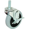 Shepherd 3" Gray Non-Marking Rubber Swivel Caster With Brake - Threaded Stem
