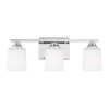 Generation Lighting Vinton 3-Light Chrome Vanity Light With Etched White Shades 4420903-05