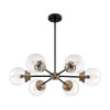 Satco Axis 6-Light Indoor Chandelier (Glass) (Black/Brass)
