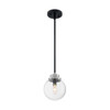 Satco Axis 1 Light Pendant Fixture Matte Black, Brushed Nickel Accents