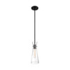 Satco  Bahari 1 Light Mini Pendant Fixture, Black Finish With Clear Glass