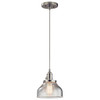 Kichler Avery 8 In. 1-Light Schoolhouse Pendant Fixture (Brushed Nickel)