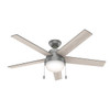 Hunter Anslee 52 In. 5-Blade Ceiling Fan W/ Light (Matte Silver)