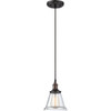 Nuvo Lighting 7 In. 1-Light Pendant Fixture W/ Conical Glass Shade (Rustic Bronze)