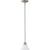 Satco Nuvo Brushed Nickel Empire One-Light 7 Mini Pendant, Frosted White Glass