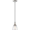 Satco Nuvo Polished Nickel Vintage One-Light Mini Pendant, Vintage Lamp Included