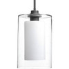 Progress Lighting Double Glass 8 In. 1-Light Pendant Fixture (Graphite)