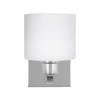 Generation Lighting Canfield 1-Light Chrome Vanity Light With Etched White Shade