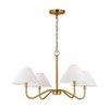 Generation Lighting Eldon 4-Light Satin Brass Chandelier With White Fabric Shade