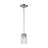 Generation Lighting Oslo 1-Light Brushed Nickel Mini-Pendant With Clear Seeded