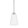 Generation Lighting Kerrville 1light Brushed Nickel Mini-Pendant With Satin Etch