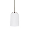 Generation Lighting Oslo 1-Light Brushed Nickel Mini-Pendant With Cased Opal