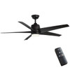 Seasons Quick Install Vega 54" Matte Black Indoor/Outdoor LED Ceiling Fan, Remote And Matte Black 5-Blade