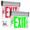 Halco LED Edgelit Exit Sign, Red/Green Letters, Single/Double Face, Aluminum