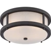 Satco 13.75 In. 2-Light Outdoor Ceiling Light (Textured Black/Antique White)