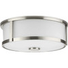 Progress Lighting Gilliam 2-Light Flush Mount, 12.6", Brushed Nickel, Frosted