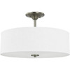 Progress Lighting Inspire 3-Light Indoor Semi-Flush Mount, 18", Brushed Nickel