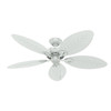 Hunter Fan 54" Bayview Ceiling Fan And Pull Chain, Damp Rated, White