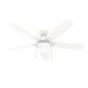 Hunter Fan 52" Anisten Ceiling Fan With LED Light And Pull Chain, Fresh White
