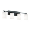 Afx Leo 31" 4-Light Vanity With Frosted Glass, Medium Base, Black