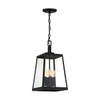 Satco Halifax 4 Light Hanging Lantern With Clear Glass, Candelabra, Matte Black