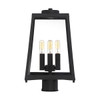 Satco Halifax 4 Light Post Lantern With Clear Glass, Candelabra, Matte Black