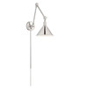 Satco Delancey Swing Arm Fixture With Switch, Medium Base, Polished Nickel
