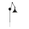 Satco Delancey Swing Arm Fixture With Switch, Medium Base, Matte Black