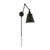 Satco Bayard Swing Arm Fixture With Switch, Medium Base, Matte Black