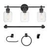 Globe Electric Cannes 24" 3-Light Matte Black Vanity Light, Clear Shades