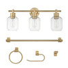 Globe Electric Cannes 24.25" 3-Light Matte Brass Vanity Light, Clear Shades