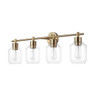 Globe Electric Cannes 34.25" 4-Light Matte Brass Vanity Light, Clear Shades