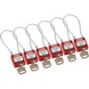 Brady Safety Padlock Nylon Shackle Clearance 4.2, Red Keyed Alike, Package Of 6